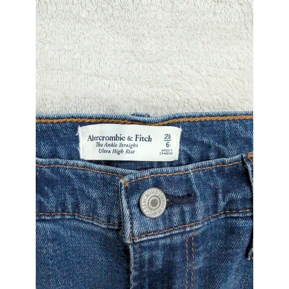 Abercrombie Fitch The Ankle Straight Ultra High Rise Distressed Jeans Size 28 6R - Picture 5 of 5